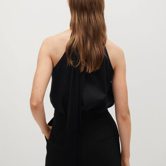 NWOT Mango Halter Neck Top, Black, S - Picture 3 of 9